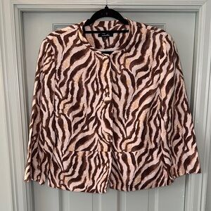 Rafaella Tan and Brown Zebra-Print Round-Neck Blazer